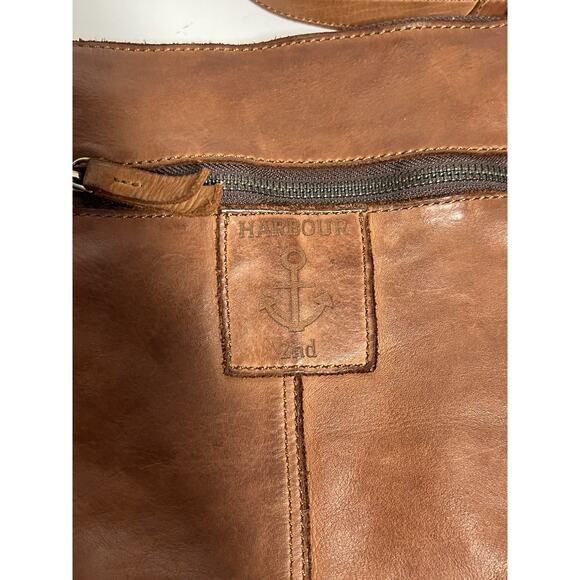 Harbour 2nd EUC Brown Woven Leather Crossbody Shoulder Handbag 10" x 11" MINT - Picture 6 of 12